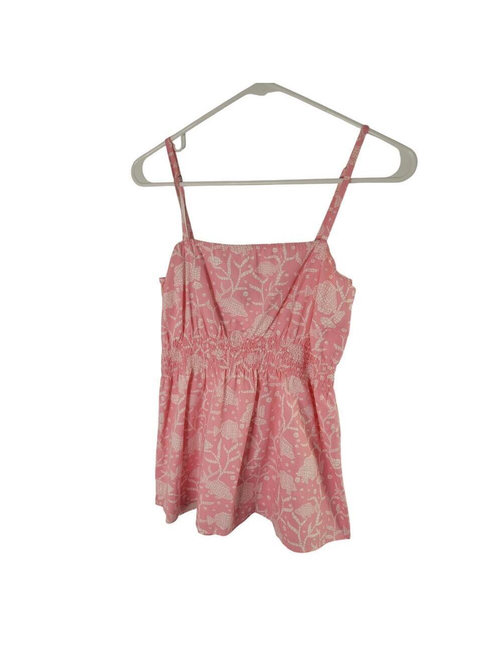 Vineyard Vines Retired Pink All Over Fish/Coral Print Tank 100% Cotton Size M